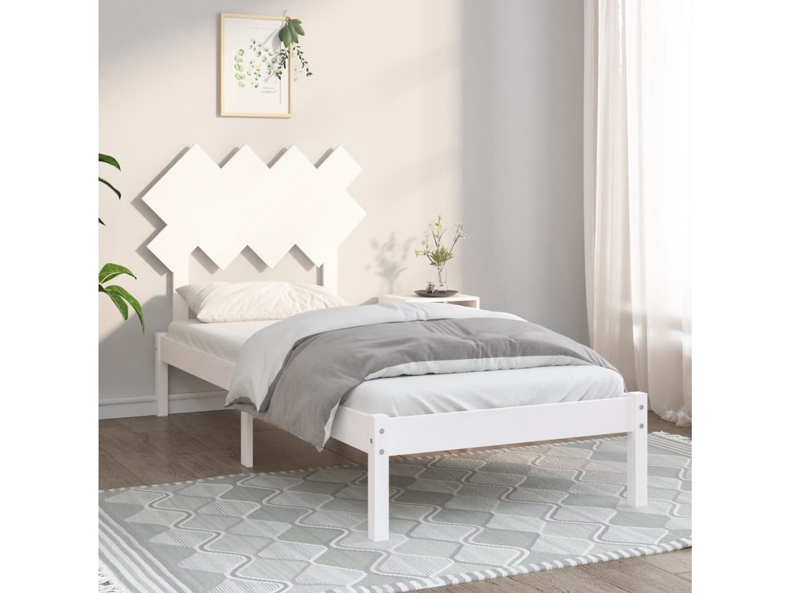 Estrutura De Cama 90x200 Cm Madeira Maciça Branco