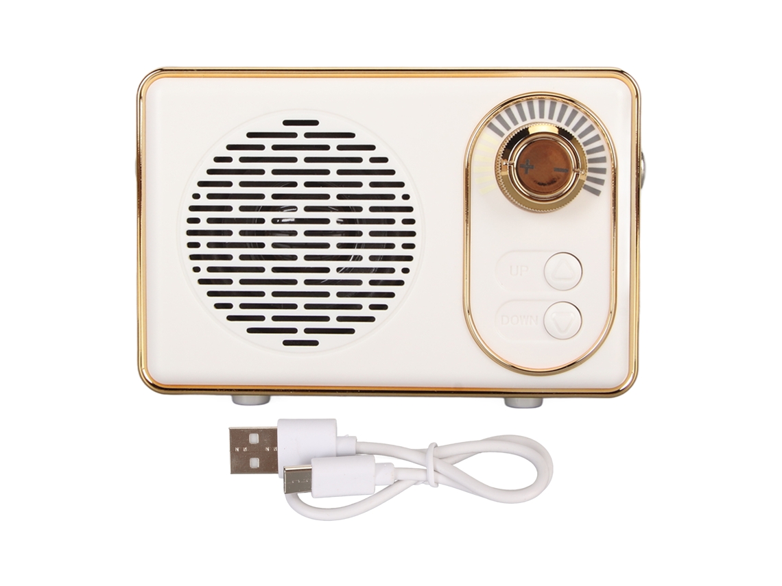 Caixa De Som Bluetooth 5.0 Vintage Mini Com Cartão De Memória Aux Usb Recarregável Branca Para Camping Festa Presente