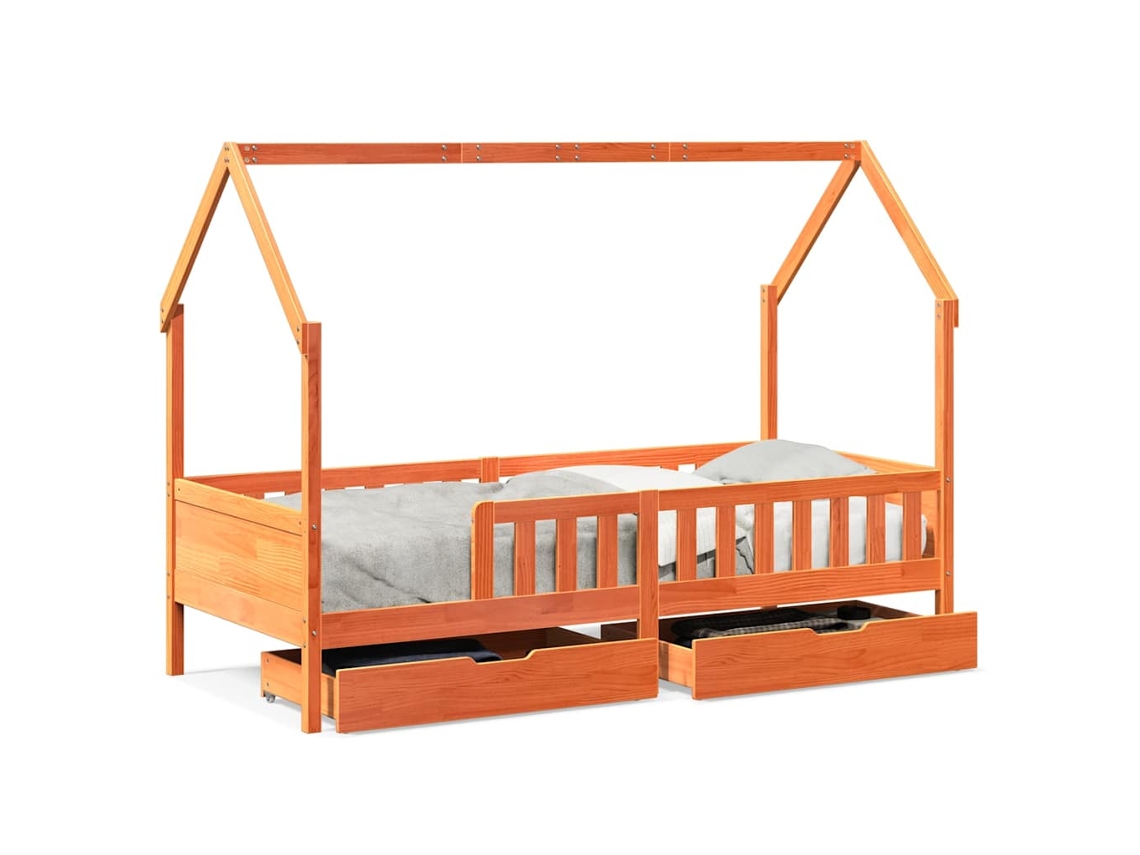 Kids Bed Frame, Kids Bed Frames Vidaxl Marrom Madeira De Pinho (90 X 200 Cm)