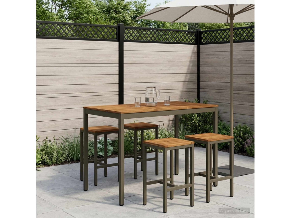 Vidaxl Mesa De Bar De Jardim Naarden Natural E Café