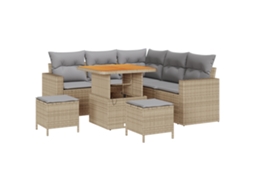 Conjunto 8 De Sofás De Jardim  Com Almofadas Vidaxl Bege Em Rattan Sintético