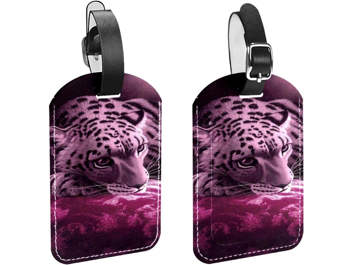 Conjunto De 2 Etiquetas Identificação Bagagem Com Estampa Leopardo Evitar A Perda Malas E Bagagens