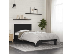Estrutura De Cama 75x190 Cm Derivados De Madeira E Metal Preto
