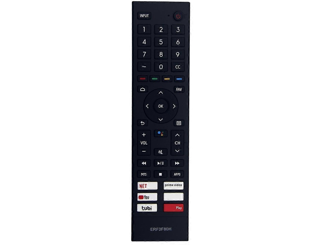 Controle Remoto De Substituição Erf3f80h Para Tvs Led Smart Hisense Série A6, Modelos 43a53fua, 50a53fua, 55a53fua, 65a53fua, 60a53fua E 50a66fua.