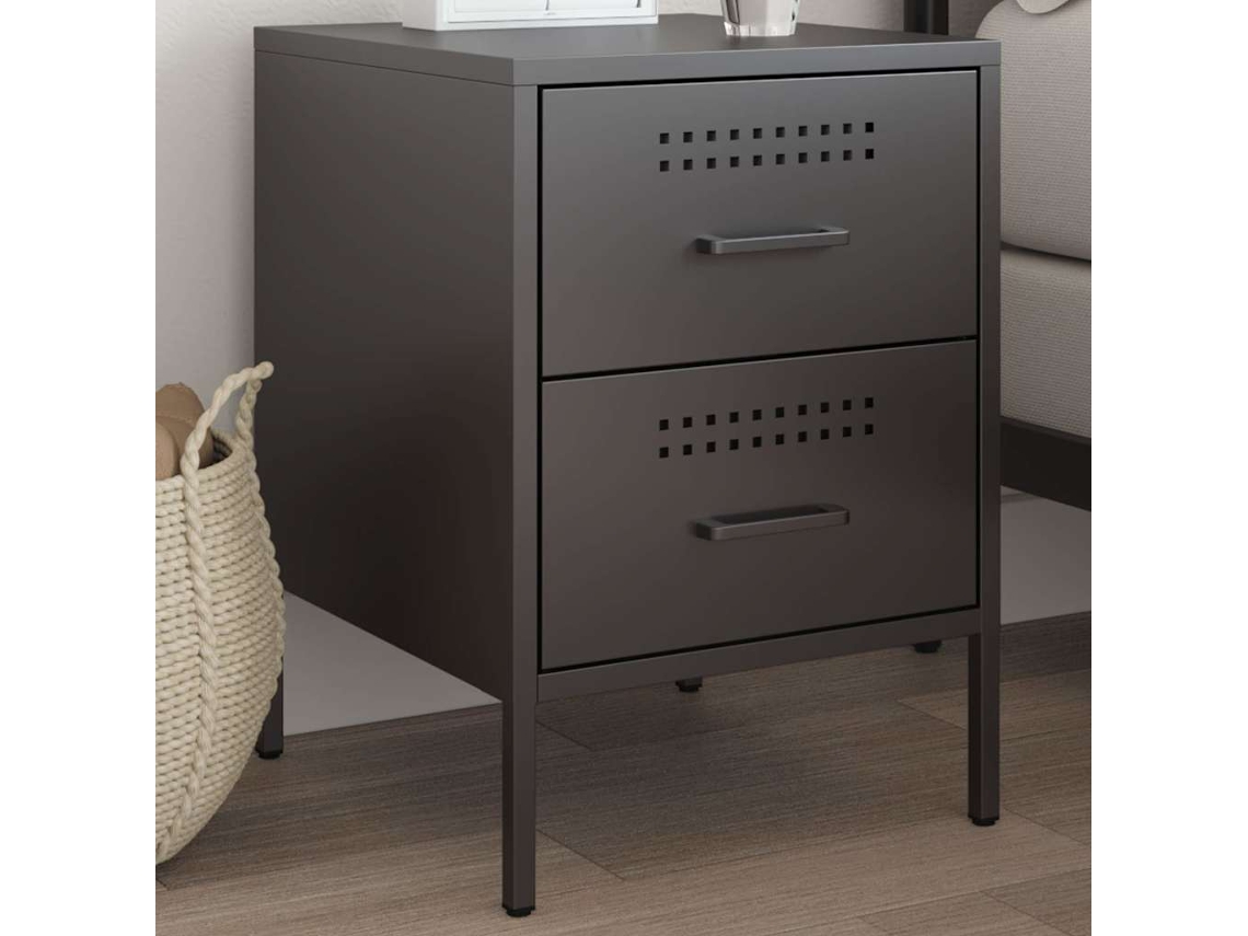 Vidaxl Mesa De Cabeceira 36x39x50,5 Cm Aço Preto
