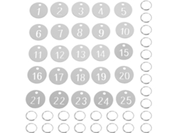 Etiquetas Numéricas Redondas De 30 Mm Em Aço Inoxidável Prateado, Pacote Com 25 Unidades, Numeração Transparente.