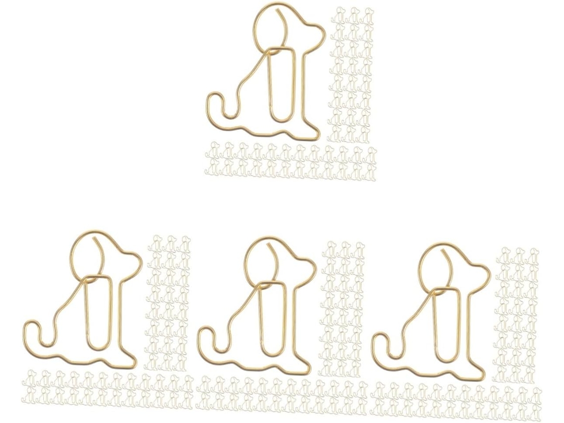 Conjunto de 400 clipes de papel metálicos Imikeya, criativos e adoráveis em formato de cachorrinho, perfeitos para organização.