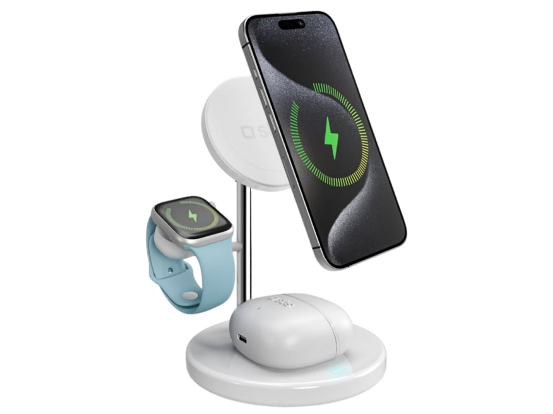 Estação de Carregamento 3x1 SBS Qi2 (Outlet Caixa Aberta - 15 W - Usb-C e MagSafe - Branco)