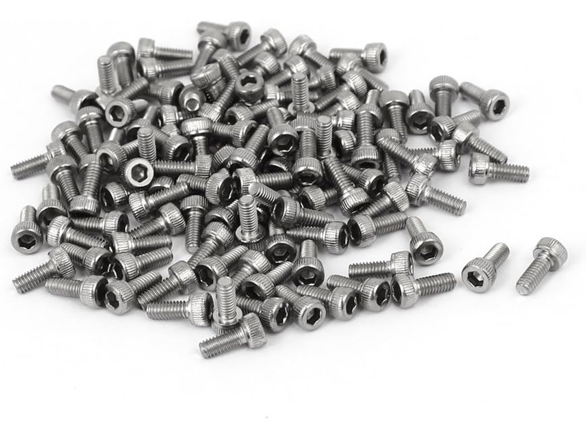 Parafuso de Cabeça Sextavada Interna em Aço Inoxidável 304 com Rosca M2,5 X 6 Mm Din912 120 Peças CHABERLU