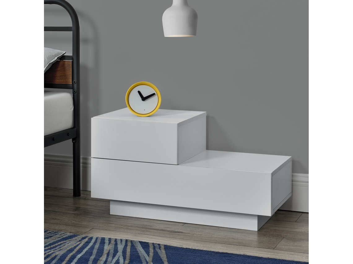 Mesa de Cabeceira [EN.CASA] Sebokeng  (Branco - Cartão revestido com melamina - 38 x 70 x 35 cm)