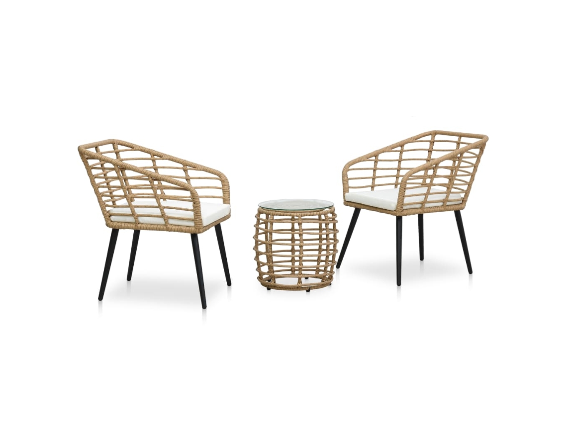 Vidaxl 3 Pcs Conjunto Bistrô Vime Pe Cor Carvalho
