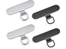 Conjunto 4 Autocolantes Para Telefone – Placa Fixação – Suporte Adesivo – 4,8x2,8 Cm – Liga Metálica – Preto