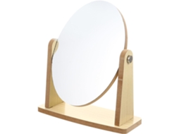 Espelho De Maquiagem Giratório Em Bambu E Vidro Para Quarto, Elegante Espelho De Mesa Redondo.