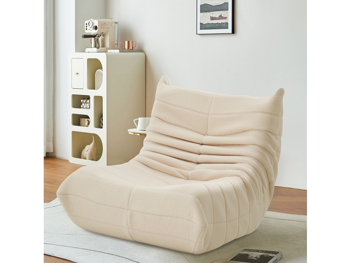 Pufe Lazy Sofás Com Encosto Sofá Individual Lazy Couch Pufe Tatami, Sofá Cadeira De Leitura Sem Braços Para Sala De Estar, Quartobege