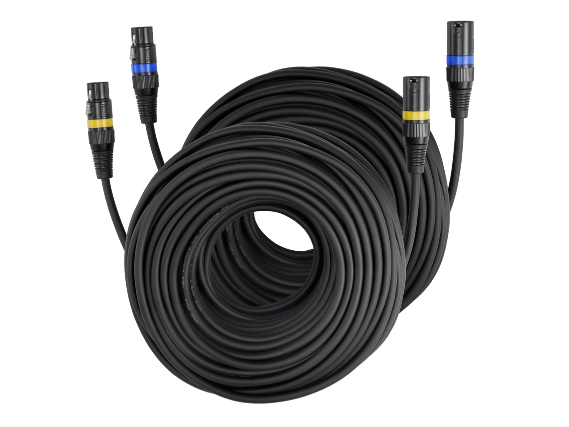 Cabo Xlr 30,48 M Cabo De Microfone Dmx Simétrico Macho Para Fêmea 2 Unidades Vevor
