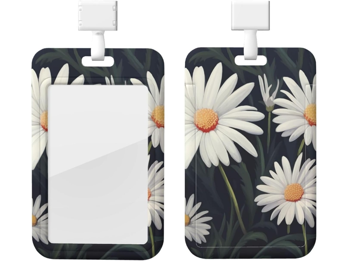 Porta-cartões Crachá Daisy, protetor de cartões vertical com cordão, camada plástica impermeável, armazenamento Crachá, trabalho