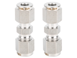2 Peças Adaptador De Tubo De Aço Inoxidável 316 Com Compressão De Doble Ferrula Retta Para Tubo (ф1/4)