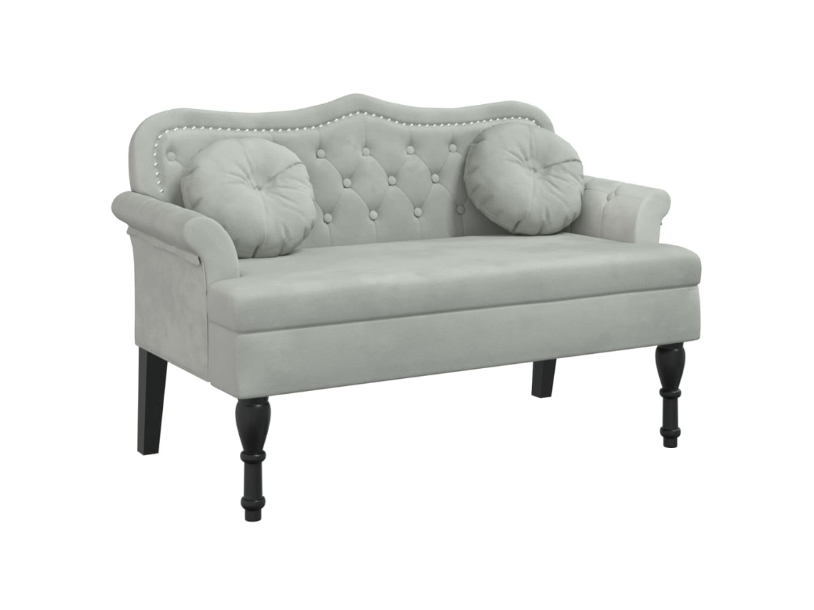 Banco com Almofadas Cinza Claro 120,5x65x75 Cm Veludo MAISON EXCLUSIVE