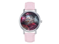 Reloj De Pulsera De Aleación Con Dial Redondo Analógico De Cuarzo Para Mujer Color Rosa