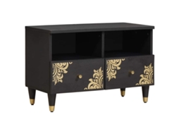 Vidaxl Gabinete Para Tv Preto 70 X 33 X 46 Cm Madeira De Manga Maciça