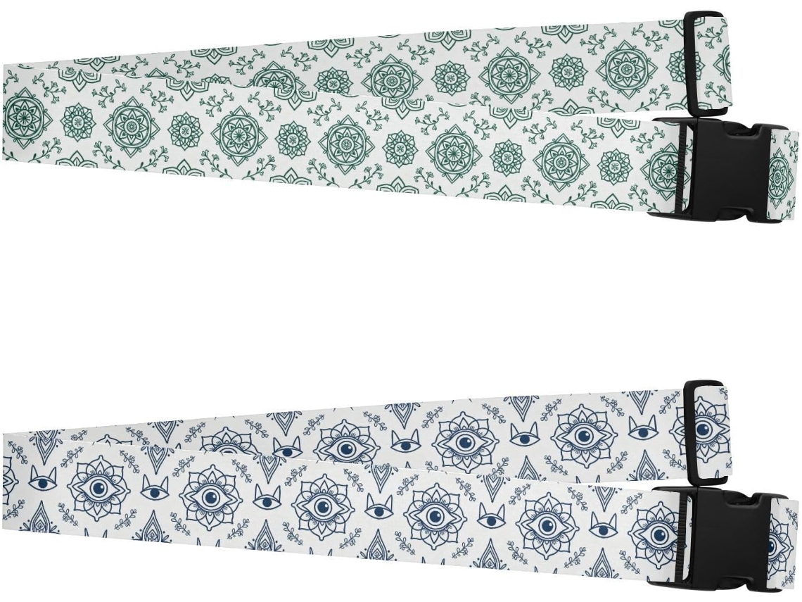 Conjunto De 2 Alças Bagagem Estilo Boêmio, Com Design De Olho Grego, Na Cor Verde, Resistentes E Ajustáveis, Ideais