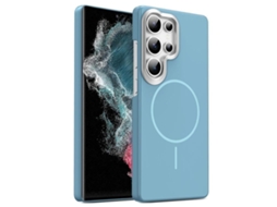 Capa Para Samsung Galaxy S22 Ultra 5g Fina Circular Magsafe À Prova De Choque Dourada Em Policarbonato Azul Oceano
