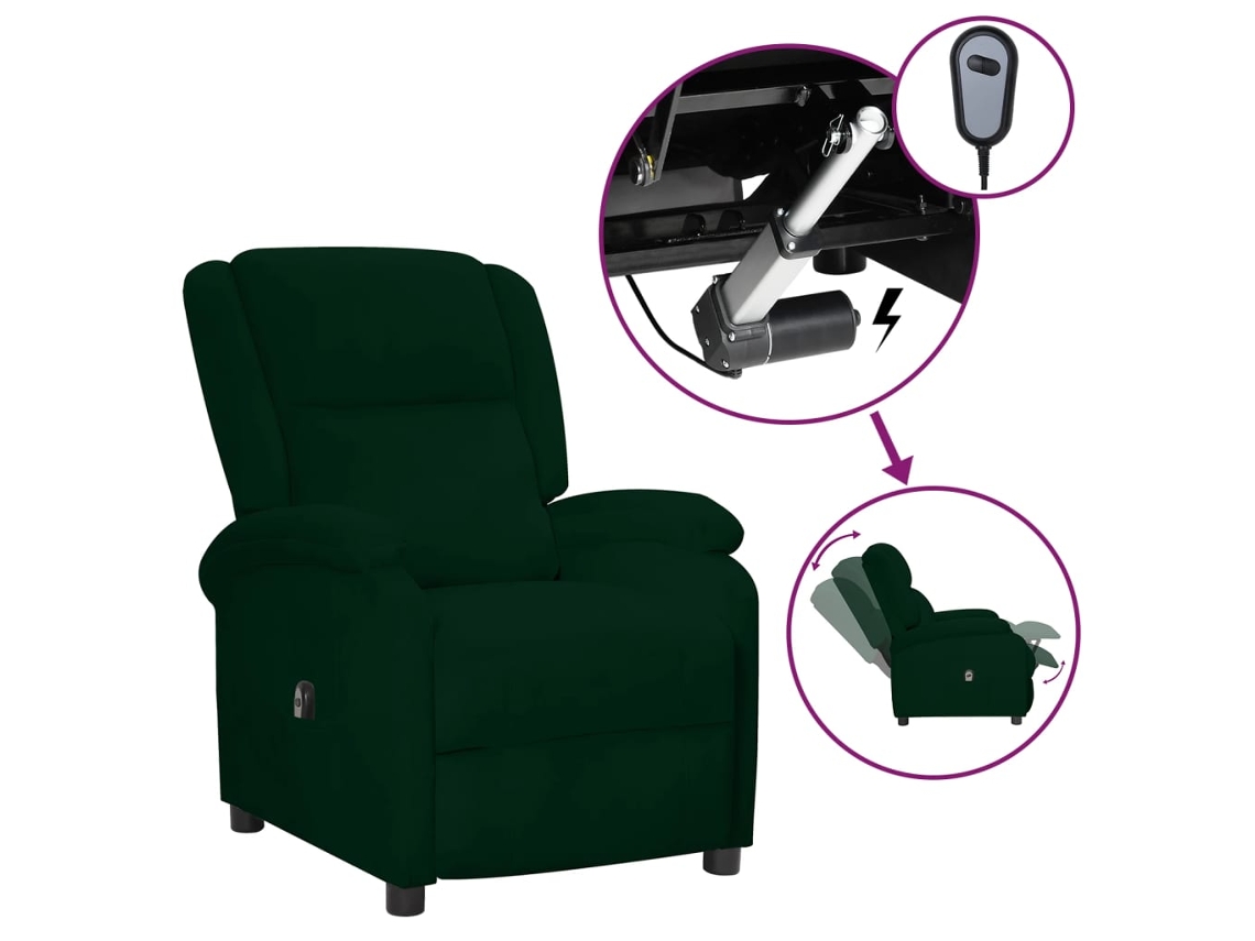 Electric Recliner Chair, Electric Recliner Chairs Vidaxl Verde Veludo