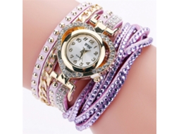 Relógio Pulseira Feminino Strass Coração Múltiplas Camadas Liga Quartzo Roxo
