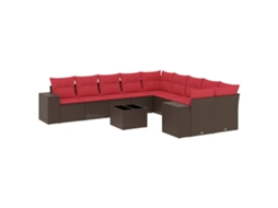 Conjunto de Sofá de Jardim, 11 Peças, Almofadas, Rattan Preto MAISON EXCLUSIVE