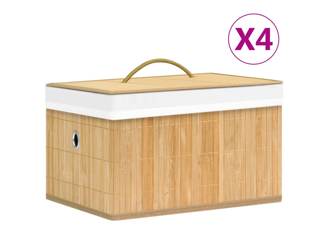 Caixas De Arrumação 4 Pcs Bambu Lovely Home