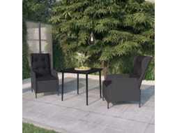 Vidaxl 3 Pcs Conjunto De Jantar Para Jardim Cinzento-escuro