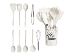 10 Peças Utensílios De Cozinha De Silicone Antiaderente Resistente Ao Calor Utensílios De Cozinha Branco Yunzii