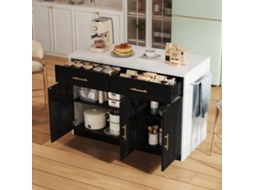 Ilha Cozinha 120x60x91cm, Tomadas Usb, Prateleiras, Suporte Toalhas.-lb