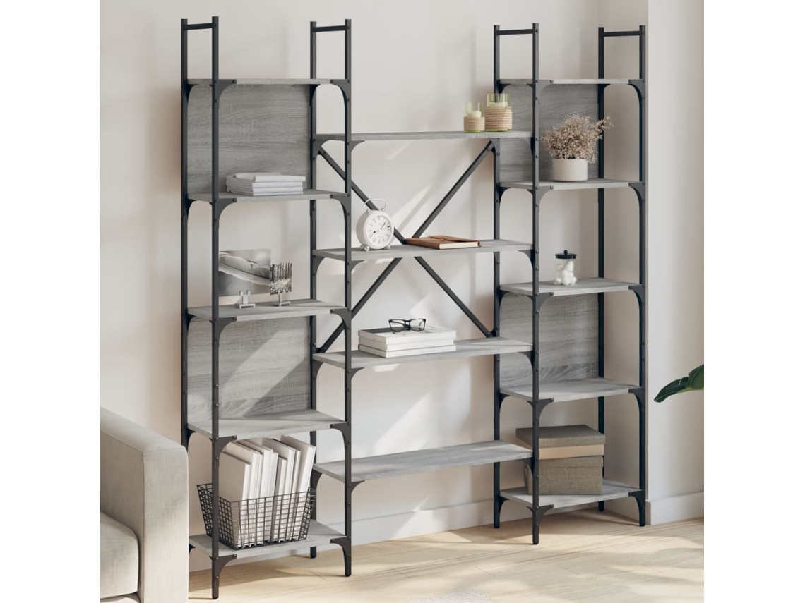 Vidaxl Estante 155,5x24x166,5 Cm Derivados De Madeira Cinzento Sonoma