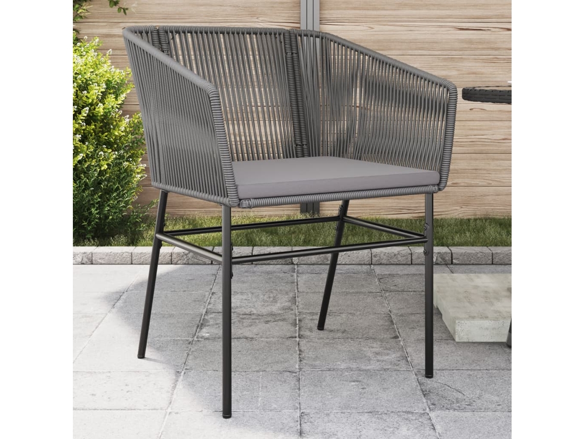 Vidaxl Cadeiras De Jardim 2 Pcs C/ Almofadões Vime Pe Cinzento