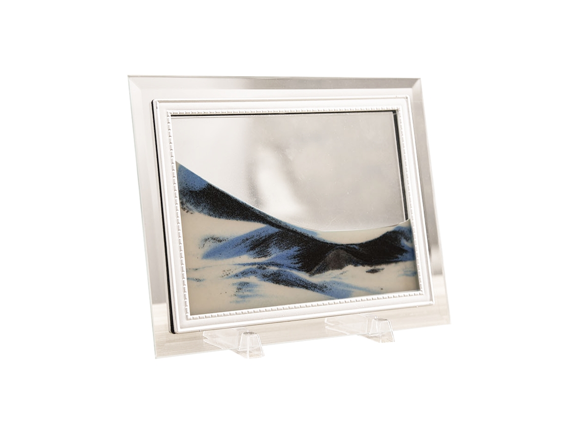 Relógio de areia decorativo de 7 polegadas em preto branco e azul para casa e presente LAXISCREED