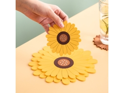 Conjunto de 3 porta copos amarelo com estampa de girassol AQUAFORGE