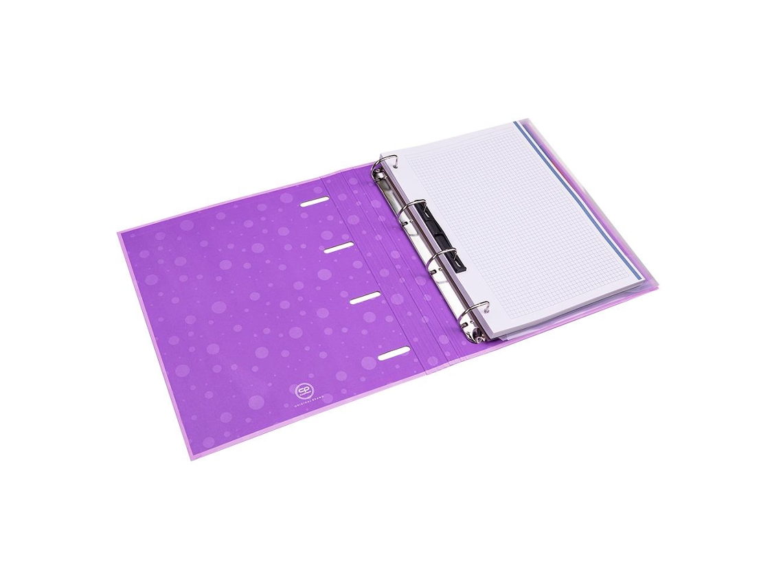 Capa A4 4 Argolas + Folhas + Separadores Roxo Pastel