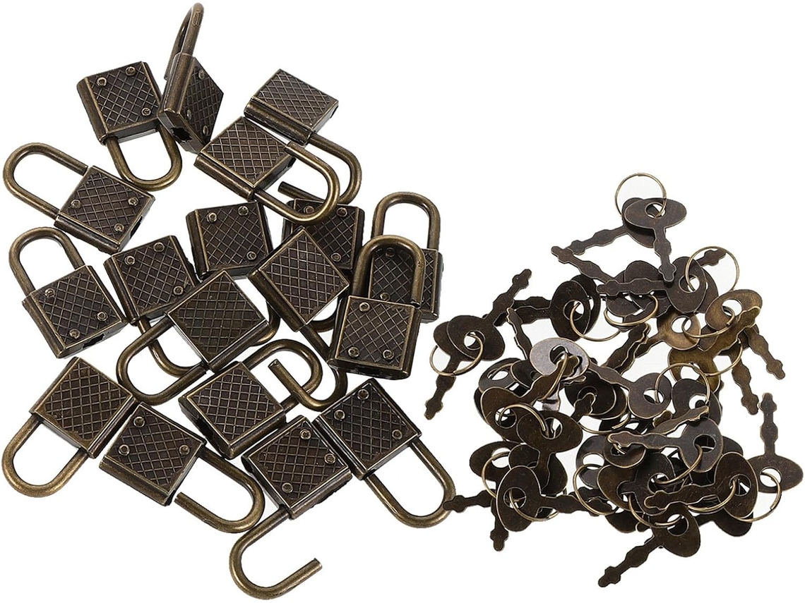 Conjunto De 20 Mini Cadeados Para Móveis Com Chave, Em Liga De Zinco Azul Marinho.