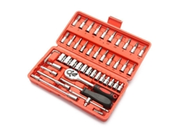 Jogo de Soquetes de 46 Peças para Reparos Automotivos, Conjunto de Soquetes de Catraca Pequenos de 1/4", Ferramentas Domésticas