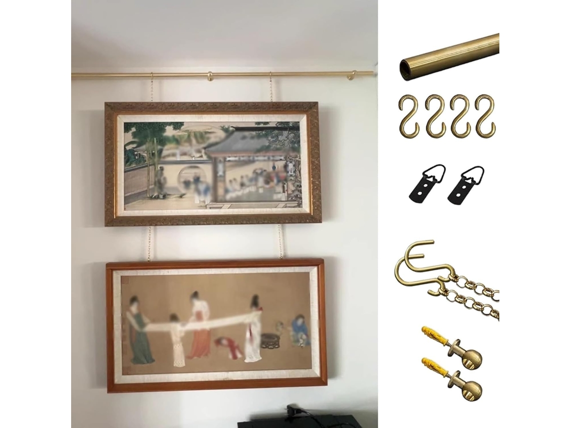 Sistema De Trilho Para Pendurar Quadros Em Latão Antigo, Kit De Fio Para Pendurar Quadros Galeria Com Molduras, Trilho
