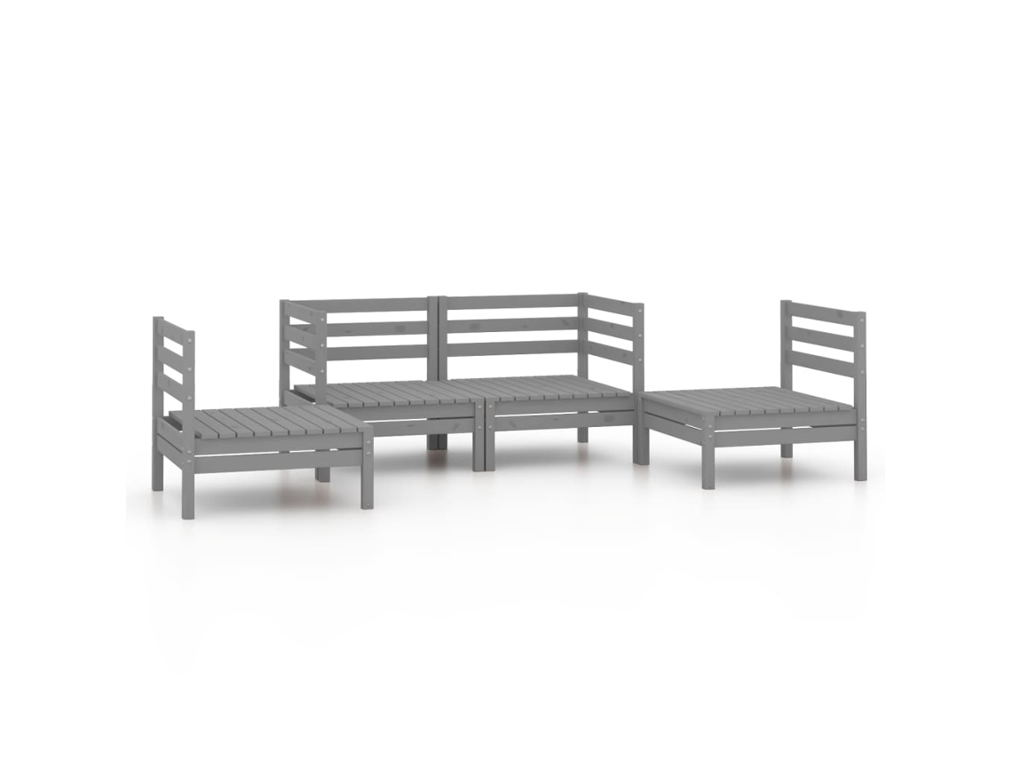 Conjunto Lounge Jardim Pinho Maciço Cinzento 4 Peças MAISON EXCLUSIVE