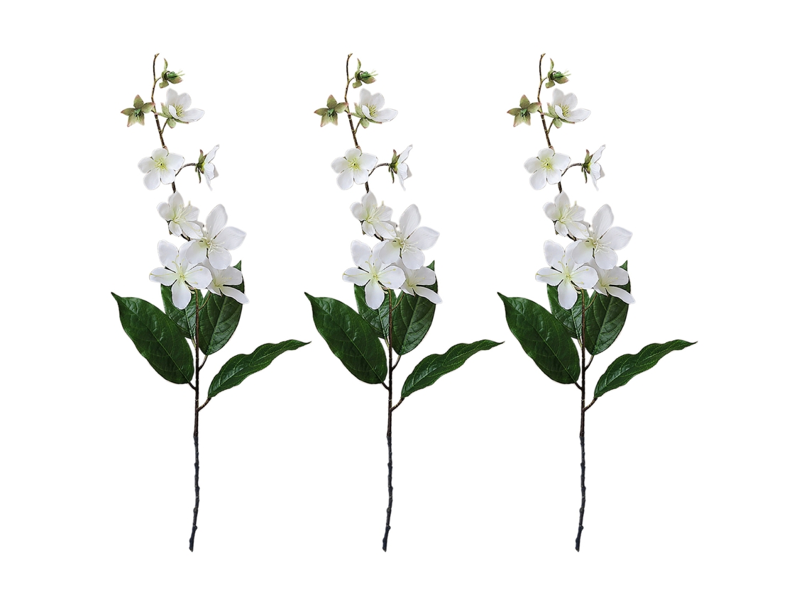 Laxiscreed Flores Artificiais Brancas Com 3 Ramos Para Decoração De Jardim E Interior