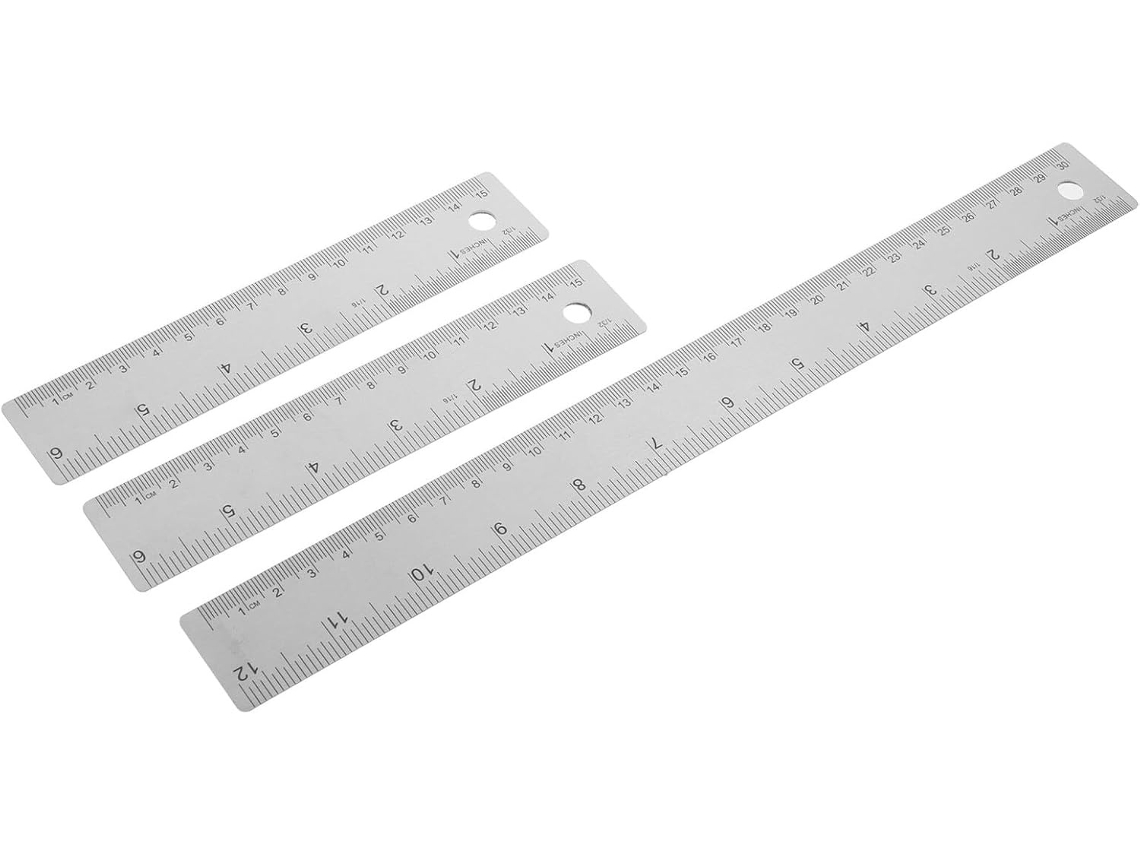 Lurelia Régua Metálica 3 Peças 30cm Com Base De Cortiça Para Artesanato