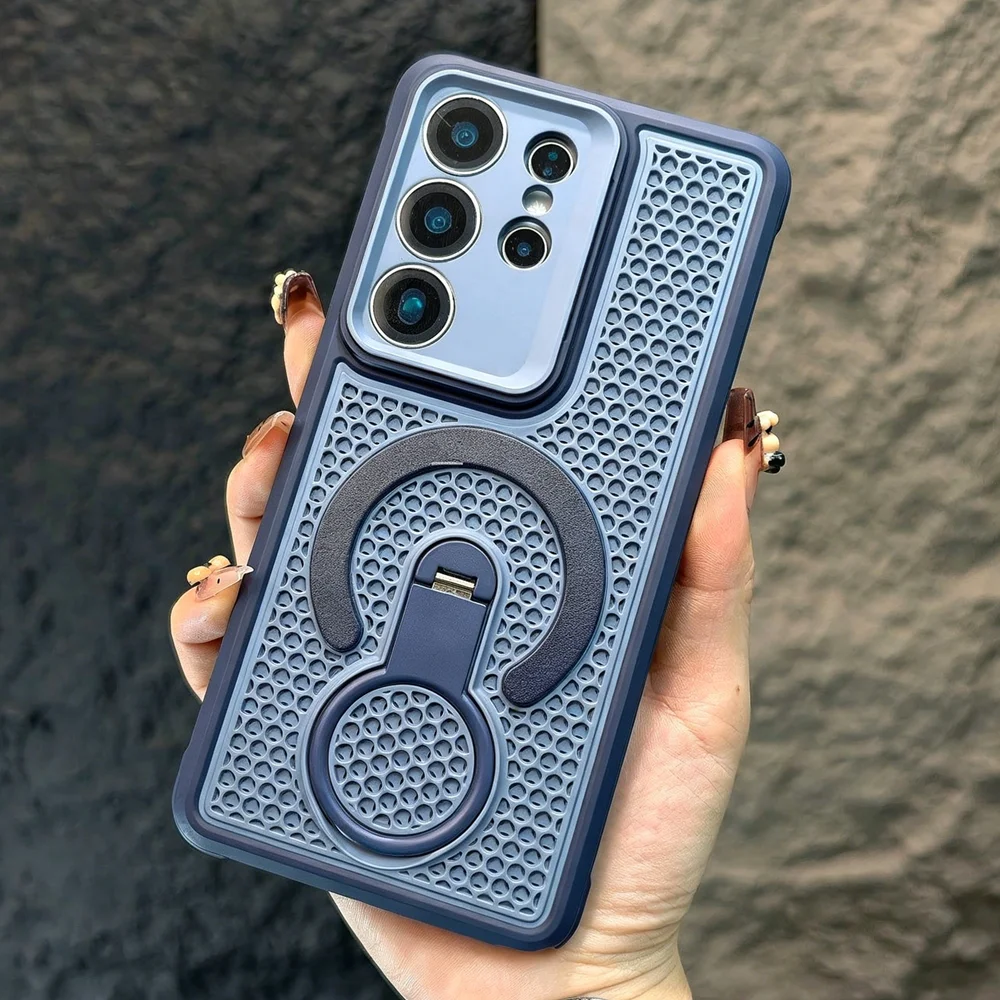Capa Protetora Com Suporte De Resfriamento (azul Para Galaxy S24 Plus), Antiderrapante