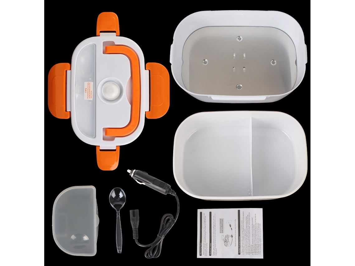 (tomada Laranja Para Carro) Conjunto De Marmita E Utensílios De Mesa Com Aquecimento Rápido, Feito De Plástico Ecológico.