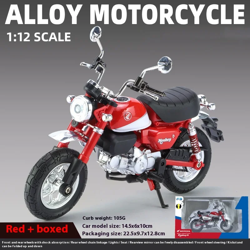 (vermelho) Mini Motocicleta Monkey 125cc, Escala 1:12