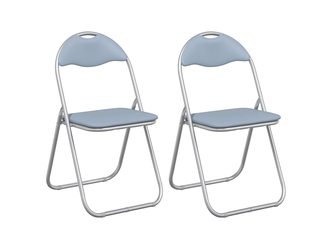 Conjunto 2 Cadeira De Jantar Dobrável Vidaxl Cinzento Aço (48 X 43,5 X 81 Cm)