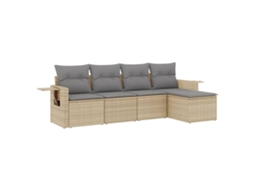 Conjunto de 5 Sofás para Jardim com Almofadões Vime Pe Bege MAISON EXCLUSIVE (5 pcs)