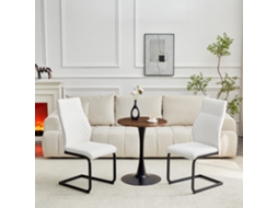 Mesa Mdf 60cm 2 Cadeiras Brancas Design Diamante Metal Preto